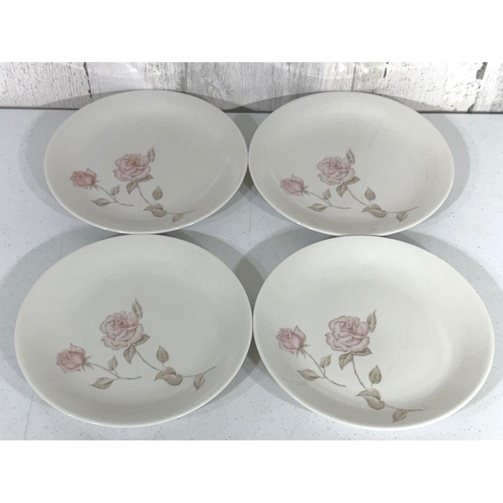 Iroquois Impromptu Beige Rose Salad Plates Set of 4 Ben Seibel MCM Pink White